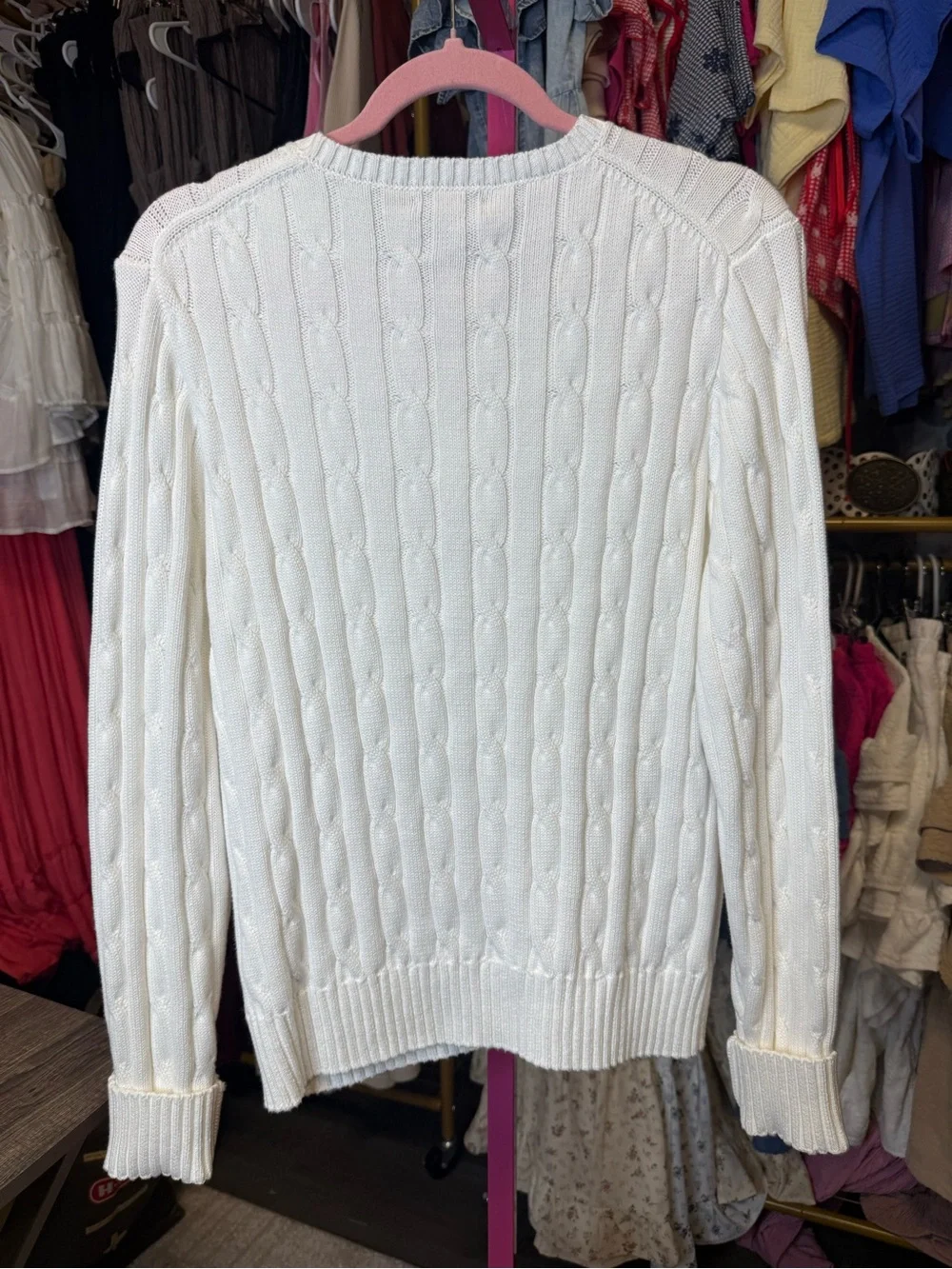 100% Organic Cotton Cable Crewneck Sweater - Picture 4 of 4